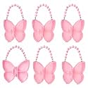 6 Pcs Butterfly Plastic Snack Boxes with Lids Beaded Handle, Pink