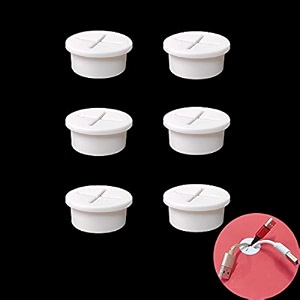 6 pcs cable cord grommet 1 inch flexible wire rubber grommets flexible silicone cable cord grommet desk grommet for tv console and other furnitures cover cable pass through management white