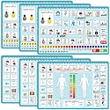 Eaasty 6 Pcs Communication Board Aphasia Nonverbal Picture Cards, Blue