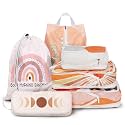 6 Pcs Compression Packing Cubes for Travel, Waterproof Luggage Organizer Washable Storage Bags Set - Packaging Cubes for Backpack Travel and Carry-Ons