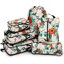 6 Pcs Compression Packing Cubes for Travel, Waterproof Luggage Organizer Washable Storage Bags Set - Packaging Cubes for Backpack Travel and Carry-Ons