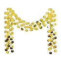 6 Pcs Glitter Gold Paper Circle Dots Garland (52 Feet) - Hanging Decorations for Birthday, Bachelorette, Engagement, Bridal Shower, Wedding, Baby Shower &amp; Christmas