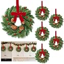 6 Pcs Mini Christmas Wreaths, 12 Inch Christmas Wreath for Cabinets Kitchen