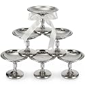 6 Pcs Mini Stainless Steel Ice Cream Bowls Vintage Silver Serving Pudding Dessert Cup Sauce Bowls Metal Round Footed Yogurt Snack Candy Cups for Mousse Fruit Salad Cake Wedding Party Favor