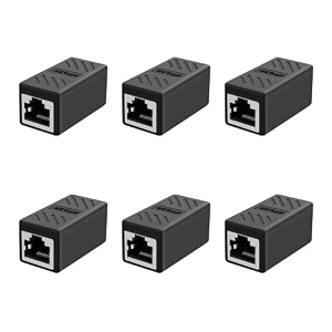 6-pack rj45 female to female inline adapter lan coupler extender connector for modem laptop server router black