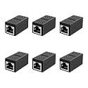 6-Pack RJ45 Female to Female Inline Adapter LAN Coupler Extender Connector for Modem, Laptop, Server, Router, Black