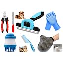 6 Pcs Pet Grooming Kit for Dogs &amp; Cats, Dematting &amp; Deshedding Tool, Pet Nail Clipper, Bath &amp; Massage Brush, Pet Comb, Bath Gloves &amp; Hair Removal Glove, Complete Dog &amp; Cat Grooming Set