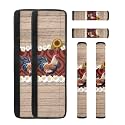 6 PCS Refrigerator Door Handle Covers Washable Anti-Skid Protector for Fridge Dishwasher Oven Keep Off Fingerprints Liquid Oil Stain Food Spot for Home Decor, Rooster Sunflower Wood Grain