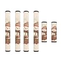 6 Pcs Refrigerator Microwave Door Handle Covers Christmas Decor Electrical Appliances Handle Protector Keep Clean and Protected from Oil Stains, Snowman Dog Cat Beige