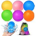 Smirodi 6 Pcs Reusable Water Balloons, Pool Beach Water Toys for Boys and Girls, Summer Toys for Kids Ages 3-12, Magnetic Water Ball for Outdoor Activities