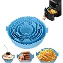 6 Pcs Round Reusable Non-Stick air Fryer Accessories Silicone Coating Pot Basket(Multicolor) (6 Pcs Set)