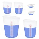 6 PCS Silicone Cup Set, 500ml, 250ml and 125ml for Epoxy Silicone Measuring Cups, Non-Stick Mixing Cups, Casting Molds, Jewelry Making,with Marking Ounces/ml