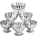 6 Pcs Stainless Steel Ice Cream Bowls Mini Silver Serving Pudding Dessert Cup Sauce Bowls Round Footed Yogurt Snack Candy Cups for Mousse Fruit Salad Wedding Party Favor