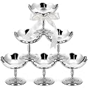 6 Pcs Stainless Steel Ice Cream Bowls Mini Silver Serving Pudding Dessert Cup Sauce Bowls Round Footed Yogurt Snack Candy Cups for Mousse Fruit Salad Wedding Party Favor