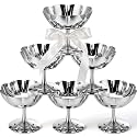 6 Pcs Stainless Steel Ice Cream Bowls Mini Silver Serving Pudding Dessert Cup Sauce Bowls Round Footed Yogurt Snack Candy Cups for Mousse Fruit Salad Wedding Party Favor