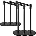 6 PCs Stanchions with Retractable Belts - Heavy Duty Crowd Control Barriers with Weighted Rubber Base, 6.5FT Retractable Belt Stanchions for Crowd Control Barriers