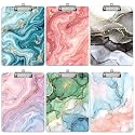 6 Pcs Thickened Clipboard 12.5 x 9 Inch Marble Clipboards with Profile A4 Clip Boards for Classroom Office Teacher Gifts Student Back to School Supplies