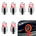 6 PCS Tire Valve Stem Lights, Waterproof & Leakproof Vibration-sensing Luminous Air Caps Cover, for Vehicle Decoration And Night Visibility, Universal for Cars Bikes Motorcycles (Red)