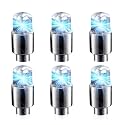 6 PCS Tire Valve Stem Lights, Waterproof & Leakproof Vibration-sensing Luminous Air Caps Cover, for Vehicle Decoration And Night Visibility, Universal for Cars Bikes Motorcycles (Blue)