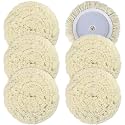 6 PCS Wool Buffing Polishing Pads - 7 Inch Natural Wool Cutting Pads with Hook and Loop Backing Compound &amp; Polishing for Automotive Car Boats Glass Furniture Repair
