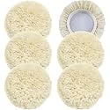 6 PCS Wool Buffing Polishing Pads - 6 Inch Natural Wool Cutting Pads With Hook and Loop Backing, Compound & Polishing for Automotive Car Boats Glass Furniture Body Repair