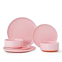 6 Piece Dinnerware Set, Dish Set for 2, Pink