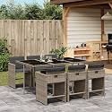 6-Piece Gray Poly Rattan Patio Dining Set