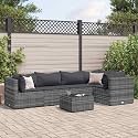 6-Piece Grey Patio Lounge Set with Modular Arrangement and Weather-Resistant PE Rattan, Steel Frame, Plush Cushions for Outdoor Seating and Modern Garden Furniture