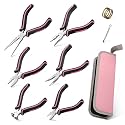 6-Piece Jewelry Pliers Set with Case, Including Needle Nose, Bent Nose, Diagonal, End Nippers, Perfect for DIY Crafting, Beading & Repairing
