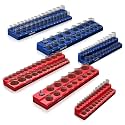 AIUITIO 6-Piece Magnetic Socket Organizer Set, Magnetic Socket Holder Includes 1/4", 3/8", 1/2" Drive Metric SAE Socket Trays,Holds Standard and Deep Sockets