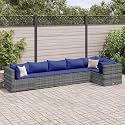 6 Piece Modular Outdoor Lounge Set with Cushions, Grey PE Rattan Large Sectional Furniture for Patio, Weather-Resistant and Easy Maintenance, Versatile Configuration