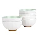 6-Piece Pasta Bowls 24 oz, Green Porcelain 6 inch, Microwave Oven Dishwasher Safe Scratch Resistant