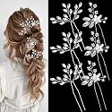 6 Pieces Bride Hair Pins Rhinestones Hair Accessories for Women Bride Hair Accessories for Wedding Crystal Wedding Hair Piece for Bride Women Girls Bridesmaids(Silver)