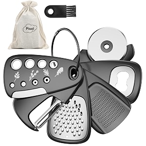 pisol kitchen unique gadgets set 6 pieces space saving cheese grater bottle opener fruit vegetable peeler pizza cutter garlic ginger grinder herb stripper gift set