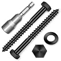 (6-Set) 1/2 x 4 Lag Screws, Stainless Steel Heavy Duty Hex Head Lag Bolts for Wood, Commercial/Industrial Grade 1/4 Bolts, Mounting Screws Bolts Kit, Black Oxided by Marysino