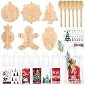 6 Set Christmas Kitchen Gift Set Xmas Bamboo Cutting Board, Holiday