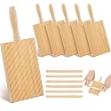 6 Set Gnocchi Board Wood Pasta Board Beechwood with 6 Pieces Roller