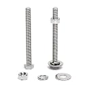 (6 Sets) 3/8-16 x 4 Hex Head Screw Bolt, Nuts, Flat Washer &amp; Spring Lock Washers, 18-8 (304) Stainless Steel, Fully Threaded, by Skvltvfyt