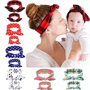 6 sets 6 colors mommy and me headbands hair band bow knot headbands baby hair accessories turban baby and mommy cotton headwrap set 2 pcs 6 sets