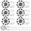 6 Sets Button Covers, Rhinestone Black, Dazzling Flower Clip on