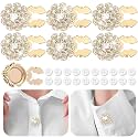 6 Sets Button Covers, Rhinestone Gold, Crystal Flower Clip on