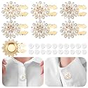 6 Sets Button Covers, Rhinestone Gold, Pearl Flower Clip on