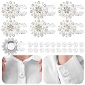 6 Sets Button Covers, Rhinestone White, Pearl Flower Clip on