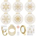 6 Sets Christmas Embroidery kit for Beginner Adults Christmas Ornament Kit