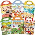 6 Sets Reusable Sticker Book for Toddlers 3-6, Jelly Sticker Books for Toddler, Travel Sticker Activity Toys for Kids 3 4 5 6 Years Old Girls &amp; Boys