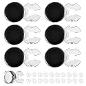 6 Sets Round Button Cuff Covers, Black, Clip on