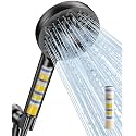 6-Setting Filtered Handheld Shower Head, JDO High Pressure Shower Head with Replaceable Filter Cartridge 4.7 Inch Detachable Showerhead for Chlorine Hard Water Removal, 59 Inch Stainless Steel Hose