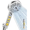 6-Setting Filtered Handheld Shower Head, JDO High Pressure Shower Head with Replaceable Filter Cartridge 4.7 Inch Detachable Showerhead for Chlorine Hard Water Removal 59 Inch Stainless Steel Hose