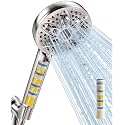 6-Setting Filtered Handheld Shower Head, JDO High Pressure Shower Head with Replaceable Filter Cartridge 4.7 Inch Detachable Showerhead for Chlorine Hard Water Removal 59 Inch Stainless Steel Hose