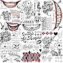 6 Sheets Halloween Tattoo Sticker Decals, Damaged Temporary Tattoos For Men Women Adults, Halloween Face HQ Tattoos Clown, Rave Party Accessories Costume Gothic Fake Tattoo Set